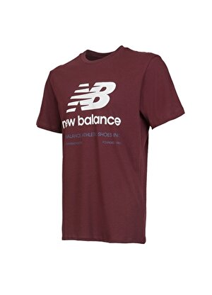 New Balance Bordo Erkek Bisiklet Yaka T-Shirt MNT3320-BKR-NB  