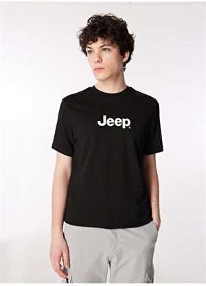 Jeep Siyah Erkek Bisiklet Yaka Basic Baskılı T-Shirt J4SM-TST7246 