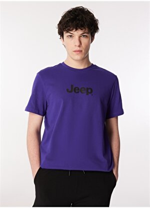 Jeep Mor Erkek Bisiklet Yaka Basic Baskılı T-Shirt J4SM-TST7246