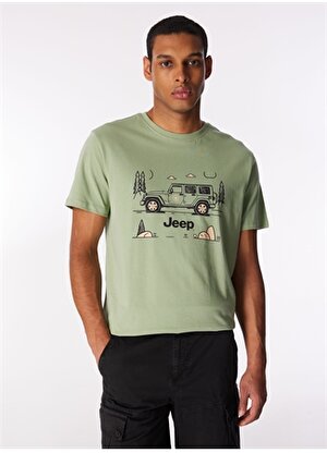 Jeep Mint Erkek Bisiklet Yaka Relaxed Baskılı T-Shirt J4SM-TST7237 