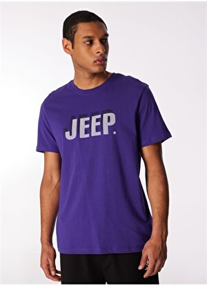 Jeep Bisiklet Yaka Baskılı Mor Erkek T-Shirt J4SM-TST7238