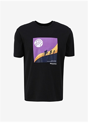 Discovery Expedition Siyah Erkek Bisiklet Yaka Relaxed Baskılı T-Shirt D4SM-TST3265 