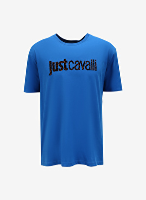 Just Cavalli Bisiklet Yaka Açık Mavi Erkek T-Shirt 75OAHG01