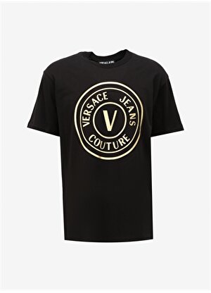 Versace Jeans Couture Bisiklet Yaka Siyah Erkek T-Shirt 75GAHT05CJ00TG89