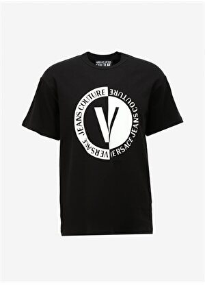 Versace Jeans Couture Bisiklet Yaka Siyah Erkek T-Shirt 75GAHG05CJ01G899