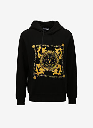 Versace Jeans Couture Kapüşon Yaka Siyah Erkek Sweatshırt 75GAIF07CF00FG89