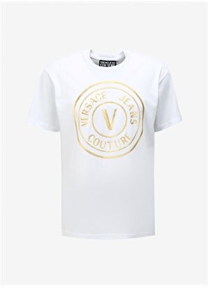 Versace Jeans Couture Bisiklet Yaka Beyaz Erkek T-Shirt 75GAHT05CJ00TG03