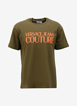 Versace Jeans Couture Bisiklet Yaka Haki Erkek T-Shirt 75GAHT03CJ00T107