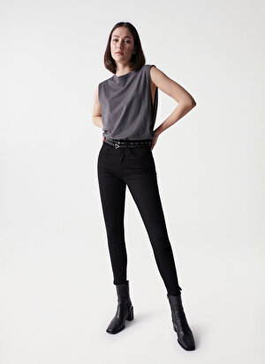  Siyah Kadın Yüksek Bel Skinny Fit Denim Pantolon BLACK FAITH PUSH IN CROPPED 21001300