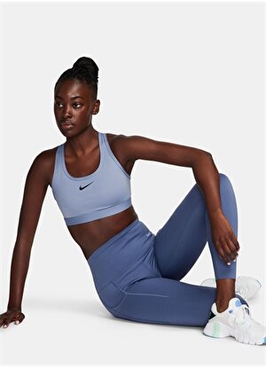 Nike Mavi Kadın Sporcu Sütyeni DX6821-493-W NK SWSH MED SPT BRA  