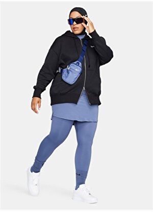 Nike Siyah Kadın Kapüşon Yaka Zip Ceket DQ5758-010-W NSW PHNX FLC FZ OS HOO 