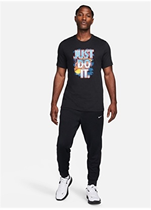 Nike Siyah Erkek Bisiklet Yaka Baskılı T-Shirt FN0813-010-M NK DF TEE JDI P1 