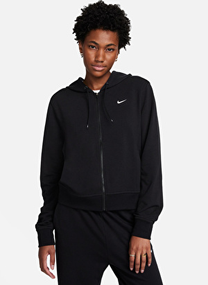 Nike Siyah Kadın Kapüşon Yaka Zip Ceket FB5198-010-W NK ONE DF FZ HOODIE LB  