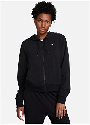 Nike Siyah Kadın Kapüşon Yaka Zip Ceket FB5198-010-W NK ONE DF FZ HOODIE LB  