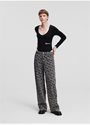 Karl Lagerfeld Jeans Normal Bel Normal Gri Melanj Kadın Pantolon 236J1114