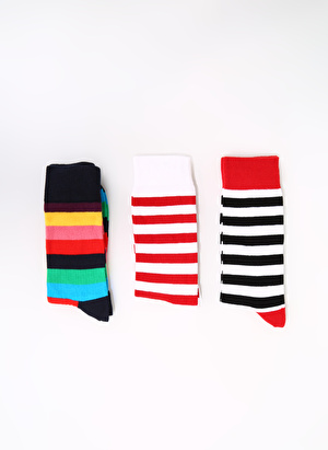 Cozzy Socks 3'lü Çok Renkli Erkek Çorap Cozzy-Şerit