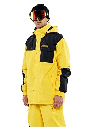 Volcom Sarı Erkek Kapüşon Yaka Gore-Tex Desenli Kayak Montu
