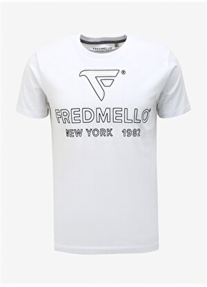 Fred Mello Bisiklet Yaka Beyaz Erkek T-Shirt FM23W02TG