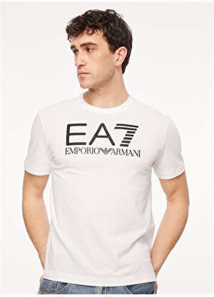 EA7 Bisiklet Yaka Beyaz Erkek T-Shirt 6RPT11PJNVZ1100
