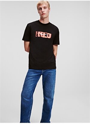 Karl Lagerfeld Jeans Bisiklet Yaka Siyah Erkek T-Shirt 236D1701_KLJ REGULAR BLURRED TEE