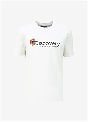 Discovery Expedition Beyaz Erkek Bisiklet Yaka Basic Baskılı T-Shirt D4SM-TST3304 