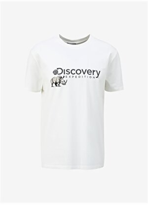 Discovery Expedition Beyaz Erkek Bisiklet Yaka Basic Baskılı T-Shirt D4SM-TST3312 