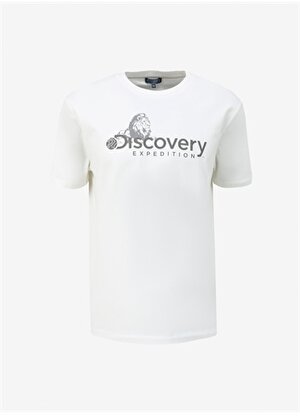 Discovery Expedition Beyaz Erkek Bisiklet Yaka Basic Baskılı T-Shirt D4SM-TST3311 