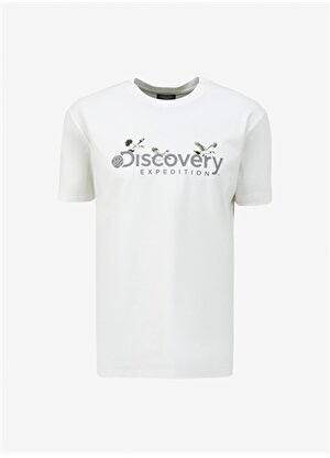 Discovery Expedition Beyaz Erkek Bisiklet Yaka Basic Baskılı T-Shirt D4SM-TST3310 