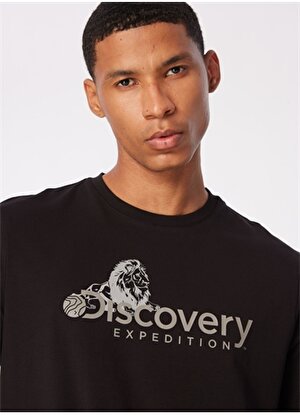 Discovery Expedition Siyah Erkek Bisiklet Yaka Basic Baskılı T-Shirt D4SM-TST3311 