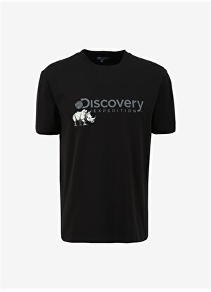 Discovery Expedition Siyah Erkek Bisiklet Yaka Basic Baskılı T-Shirt D4SM-TST3312 
