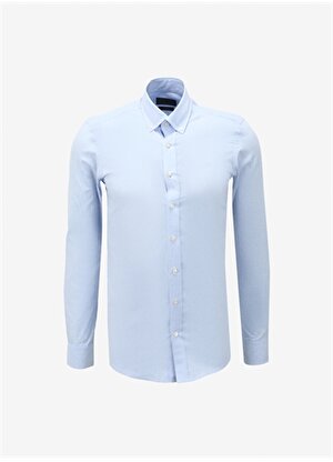 Altınyıldız Classics Slim Fit Düğmeli Yaka Beyaz - Mavi Erkek Gömlek 4A2023100126