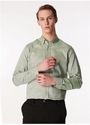 Altınyıldız Classics Slim Fit Düğmeli Yaka Yeşil Erkek Gömlek 4A2023100122