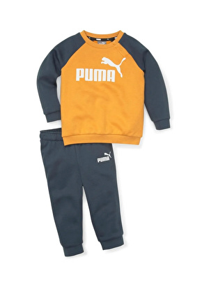 Puma Baskılı Gri - Sarı Erkek Eşofman Takımı 84614330-Minicats ESS Raglan Jogger