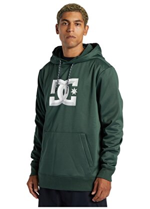 Dc Yeşil Erkek Kapüşon Yaka Uzun Baskılı Sweatshirt ADYFT03374_SNOWSTAR