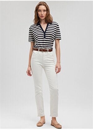 Mavi VIOLA Yüksek Bel Düz Paça Slim Straight Fit Beyaz Kadın Denim Pantolon  M101048-86478