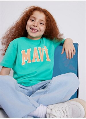 Mavi Baskılı Yeşil Kız Çocuk T-Shirt MAVİ LOGO TİŞÖRT Green