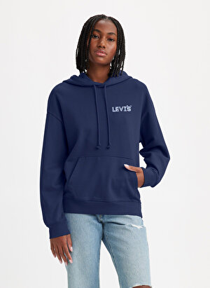 Levis Kapüşon Yaka Düz Mavi Kadın Sweatshırt GRAPHIC STANDARD HOODIE HOODIE HL L