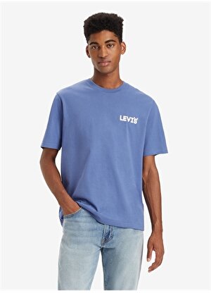 Levis Bisiklet Yaka Baskılı Mavi Erkek T-Shirt A2082-0149_SS RELAXED FIT TEE SSNL
