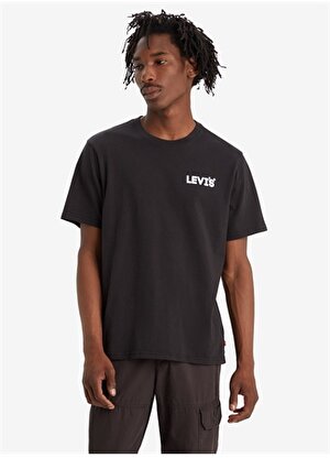 Levis Bisiklet Yaka Baskılı Siyah Erkek T-Shirt A2082-0164_SS RELAXED FIT TEE HEADL