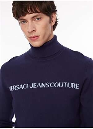 Versace Jeans Couture Yarım Balıkçı Yaka Slim Fit Mavi Erkek Kazak 75GAFM07CM06HQF6