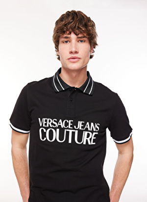 Versace Jeans Couture Siyah Erkek Polo T-Shirt 75GAGT03CJ01T899