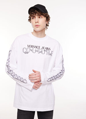 Versace Jeans Couture Bisiklet Yaka Beyaz Erkek T-Shirt 75GAHF03CJ00F003
