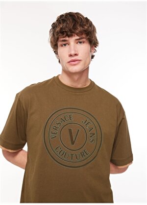 Versace Jeans Couture Bisiklet Yaka Haki Erkek T-Shirt 75GAHI04CJ00I107
