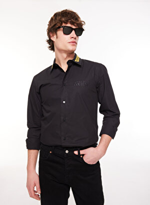 Versace Jeans Couture Slim Fit Gömlek Yaka Siyah Erkek Gömlek 75GAL2SCN0132899