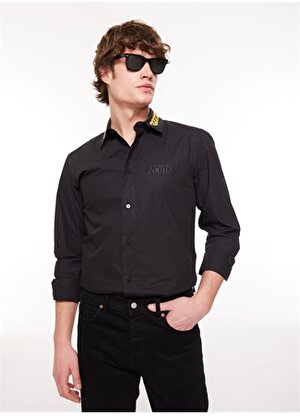 Versace Jeans Couture Slim Fit Gömlek Yaka Siyah Erkek Gömlek 75GAL2SCN0132899