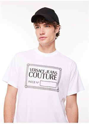 Versace Jeans Couture Bisiklet Yaka Beyaz Erkek T-Shirt 75GAHT09CJ00T003