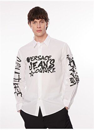 Versace Jeans Couture Slim Fit Gömlek Yaka Beyaz Erkek Gömlek 75GALYR1CN002003