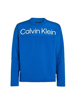 Calvin Klein Mavi Erkek Bisiklet Yaka Standart Fit Sweatshirt 00GMS4W338CGN-PW - PULLOVER 