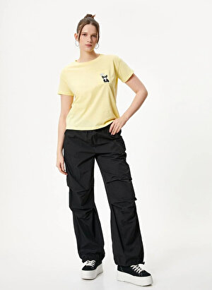 Koton Bisiklet Yaka Sarı Kadın T-Shirt 4SAL10143IK