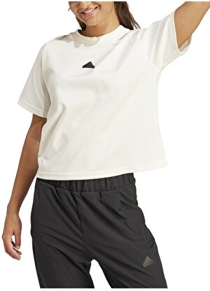 adidas Beyaz Kadın Yuvarlak Yaka Normal Kalıp T-Shirt IS3920 W 